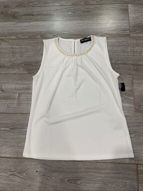 Karl Lagerfeld White Pearl-Embellished Sleeveless Camisole S